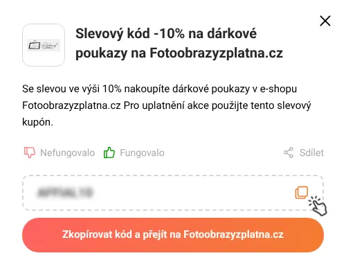 Návod jak zkopírovat slevový kód Fotoobrazyzplatna.cz