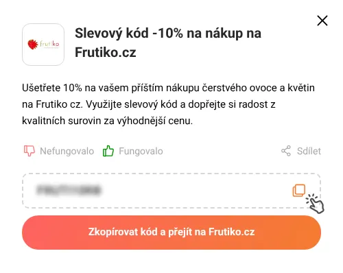 Návod jak zkopírovat slevový kupón Frutiko.cz