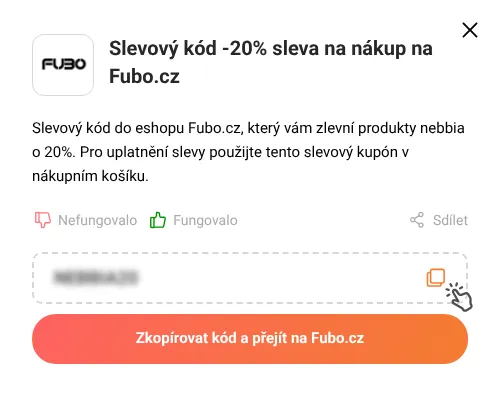 Návod jak zkopírovat slevový kód Fubo.cz
