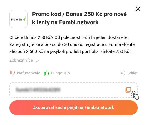 Návod jak zkopírovat promo kód Fumbi.network