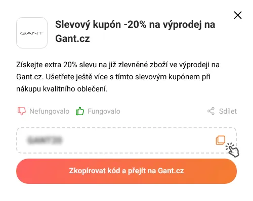 Návod jak zkopírovat slevový kód Gant.cz