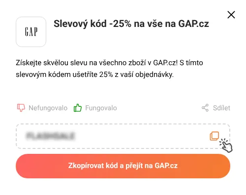 Návod jak zkopírovat slevový kód GAP.cz