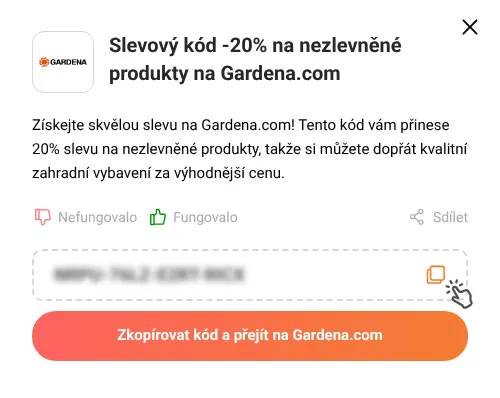 Návod jak zkopírovat slevový kupón Gardena.com