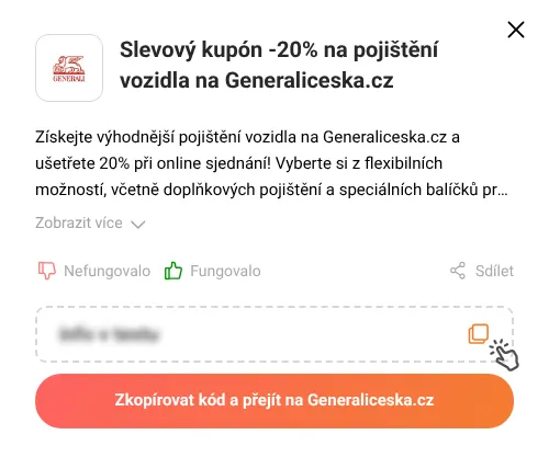 Návod jak zkopírovat slevový kód Generaliceska.cz