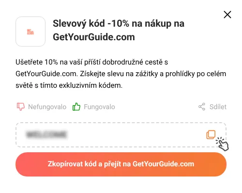Návod jak zkopírovat promo kód GetYourGuide.com