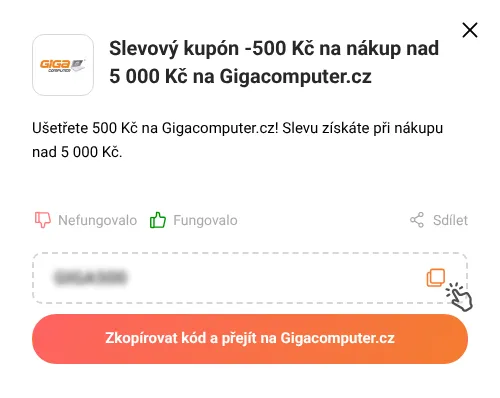 Návod jak zkopírovat slevový kód Gigacomputer.cz