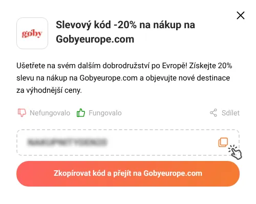 Návod jak zkopírovat slevový kód Gobyeurope.com