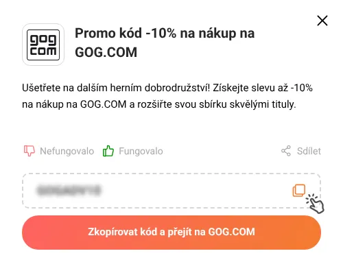 Návod jak zkopírovat slevový kód GOG.COM