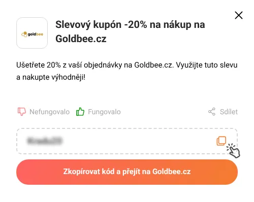 Návod jak zkopírovat slevový kód Goldbee.cz