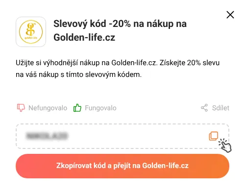 Návod jak zkopírovat slevový kupón Golden-life.cz