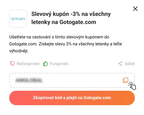 Návod jak zkopírovat slevový kód Gotogate.com