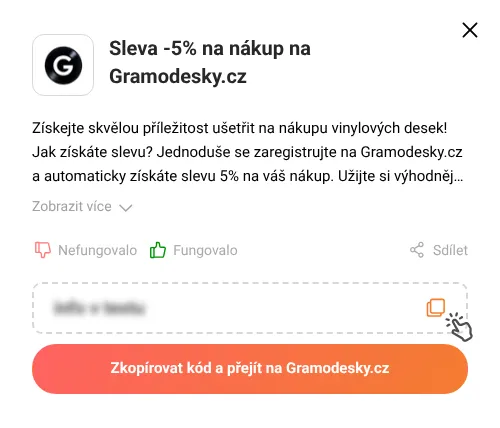 Návod jak zkopírovat slevový kupón Gramodesky.cz