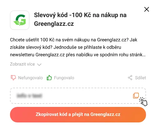 Návod jak zkopírovat slevový kupón Greenglazz.cz
