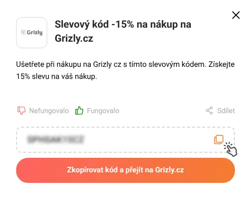Návod jak zkopírovat slevový kupón Grizly.cz
