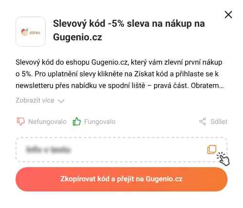 Návod jak zkopírovat slevový kupón Gugenio.cz
