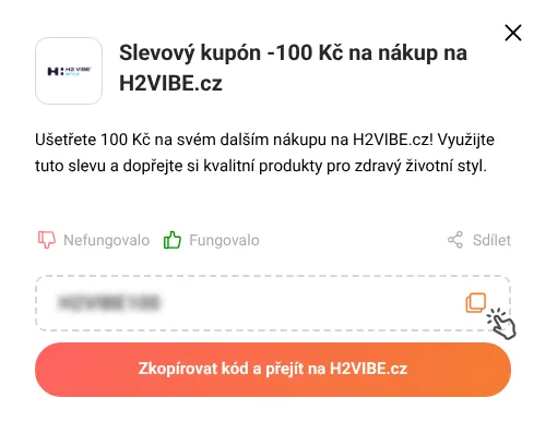 Návod jak zkopírovat slevový kupón H2VIBE.cz