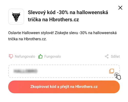 Návod jak zkopírovat slevový kupón Hbrothers.cz