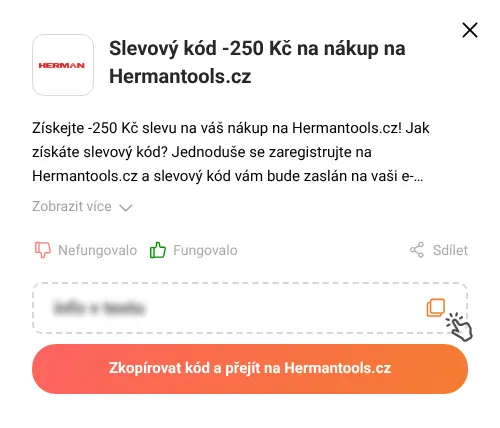 Návod jak zkopírovat slevový kód Hermantools.cz