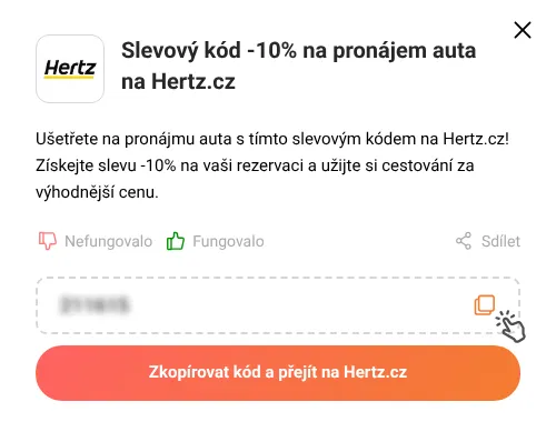 Návod jak zkopírovat slevový kód Hertz.cz