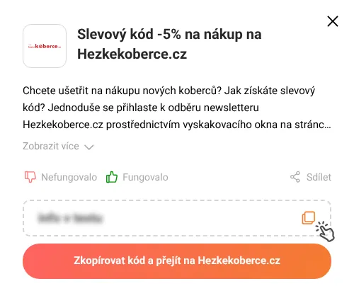Návod jak zkopírovat slevový kód Hezkekoberce.cz