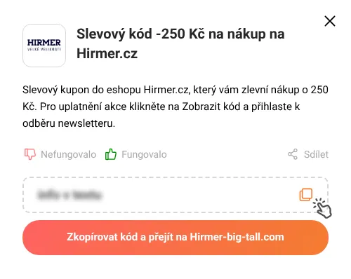 Návod jak zkopírovat slevový poukaz Hirmer-big-tall.com