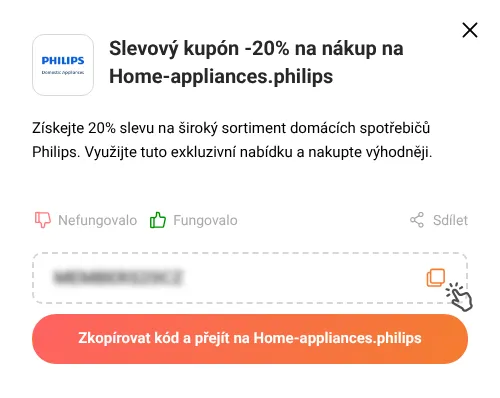 Návod jak zkopírovat slevový kupón Home-appliances.philips