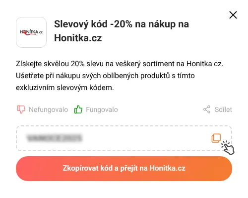 Návod jak zkopírovat slevový kód Honitka.cz