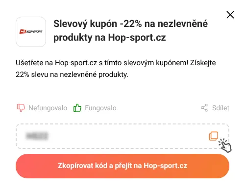 Návod jak zkopírovat slevový kód Hop-sport.cz