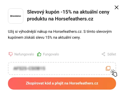 Návod jak zkopírovat slevový kód Horsefeathers.cz