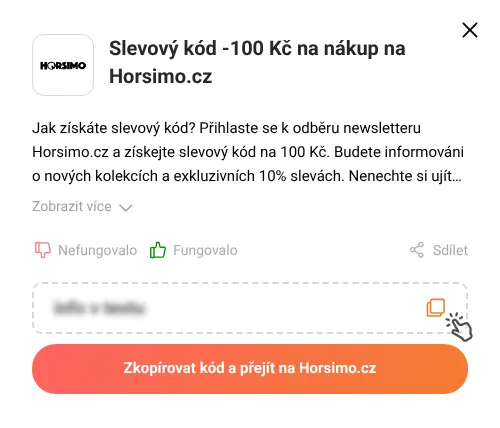 Návod jak zkopírovat slevový kód Horsimo.cz