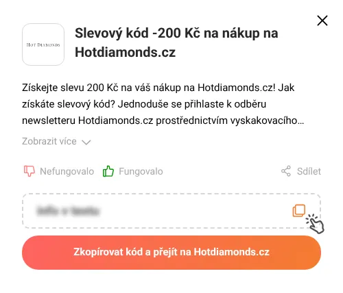 Návod jak zkopírovat slevový kupón Hotdiamonds.cz