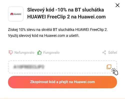 Návod jak zkopírovat slevový poukaz Huawei.com