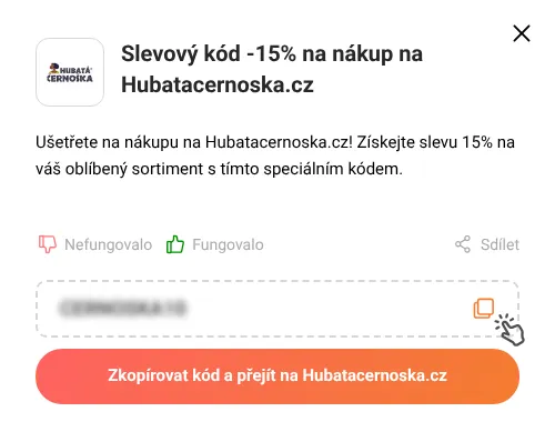 Návod jak zkopírovat slevový kód Hubatacernoska.cz