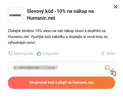 Návod jak zkopírovat slevový kód Humanic.net