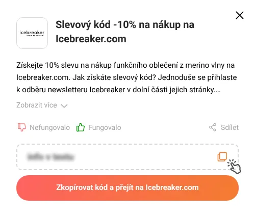 Návod jak zkopírovat promo kód Icebreaker.com