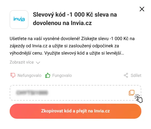 Návod jak zkopírovat slevový kód Invia.cz