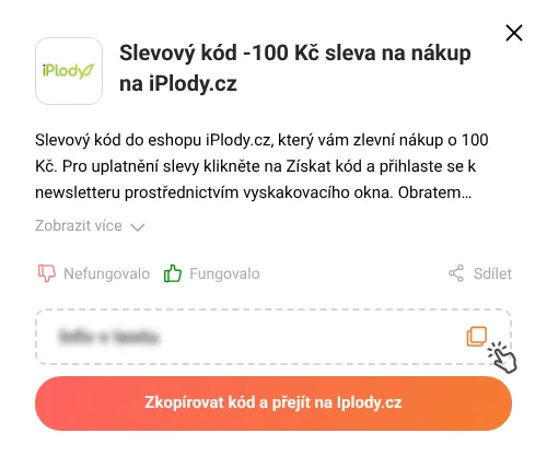 Návod jak zkopírovat slevový kód Iplody.cz