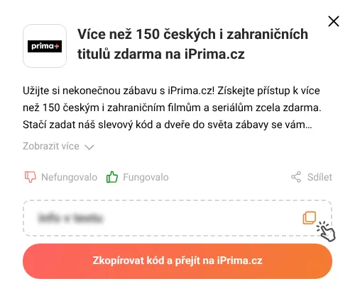 Návod jak zkopírovat slevový kupón iPrima.cz
