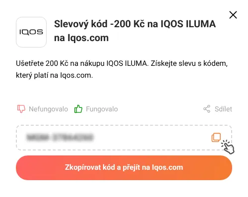 Návod jak zkopírovat slevový kód Iqos.com