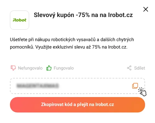 Návod jak zkopírovat slevový kupón Irobot.cz