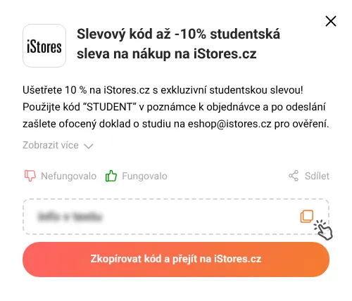 Návod jak zkopírovat slevový kód iStores.cz