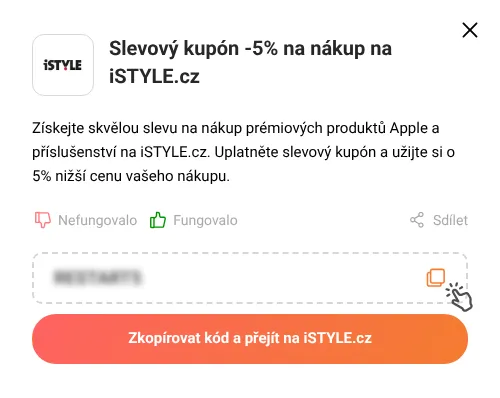Návod jak zkopírovat slevový kupón iSTYLE.cz