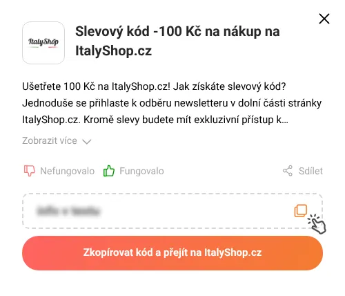 Návod jak zkopírovat slevový kupón ItalyShop.cz