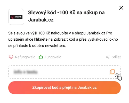 Návod jak zkopírovat slevový kupón Jarabak.cz