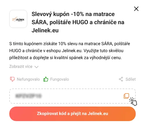 Návod jak zkopírovat slevový kód Jelinek.eu