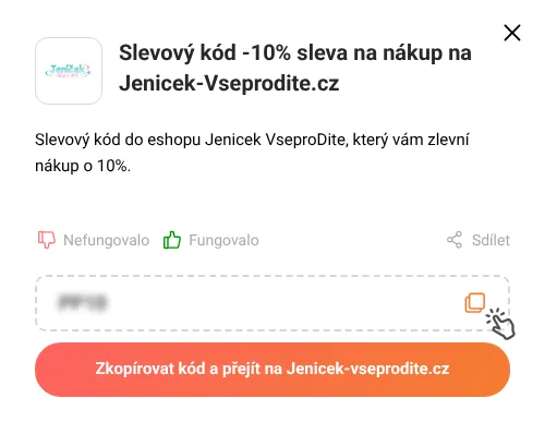 Návod jak zkopírovat slevový kupón Jenicek-vseprodite.cz