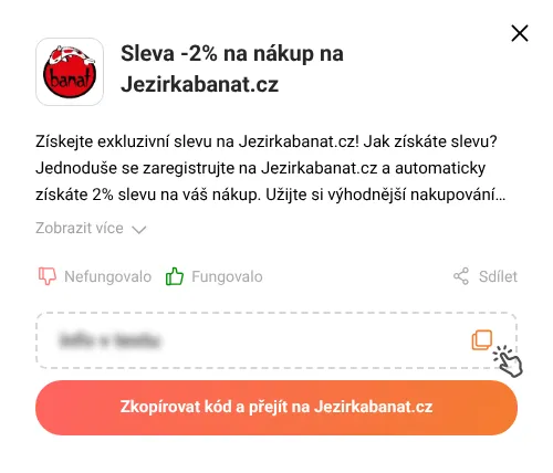 Návod jak zkopírovat slevový kupón Jezirkabanat.cz
