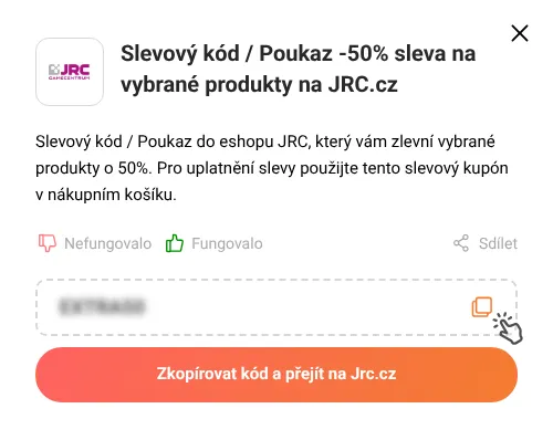 Návod jak zkopírovat slevový kód Jrc.cz