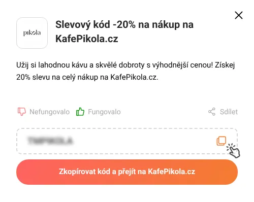 Návod jak zkopírovat slevový kód KafePikola.cz