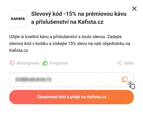 Návod jak zkopírovat slevový kupón Kafista.cz